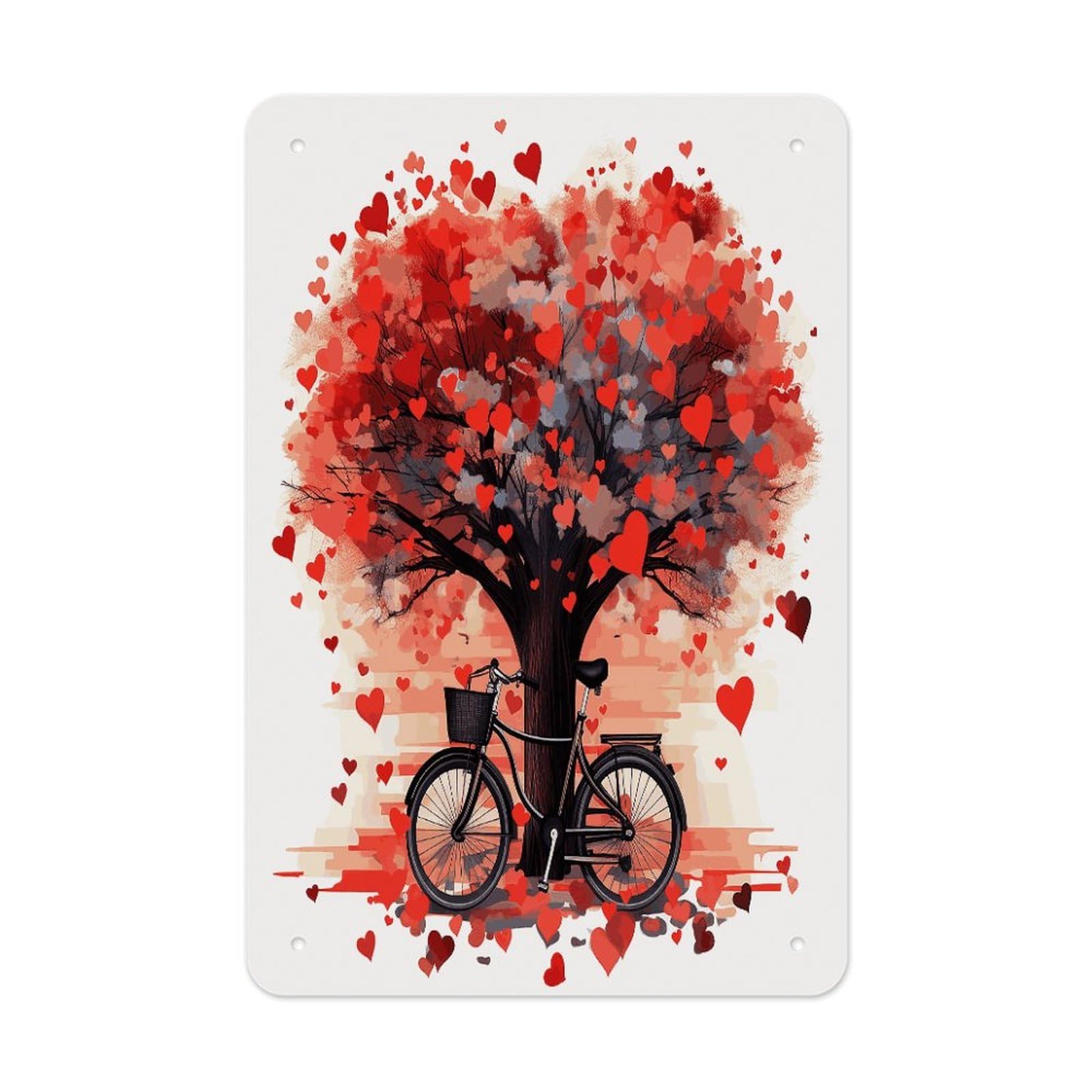 Btcowzrv Style Heart Tree Bicycle Metal Tin Sign Wall Decor Hanging Plaque