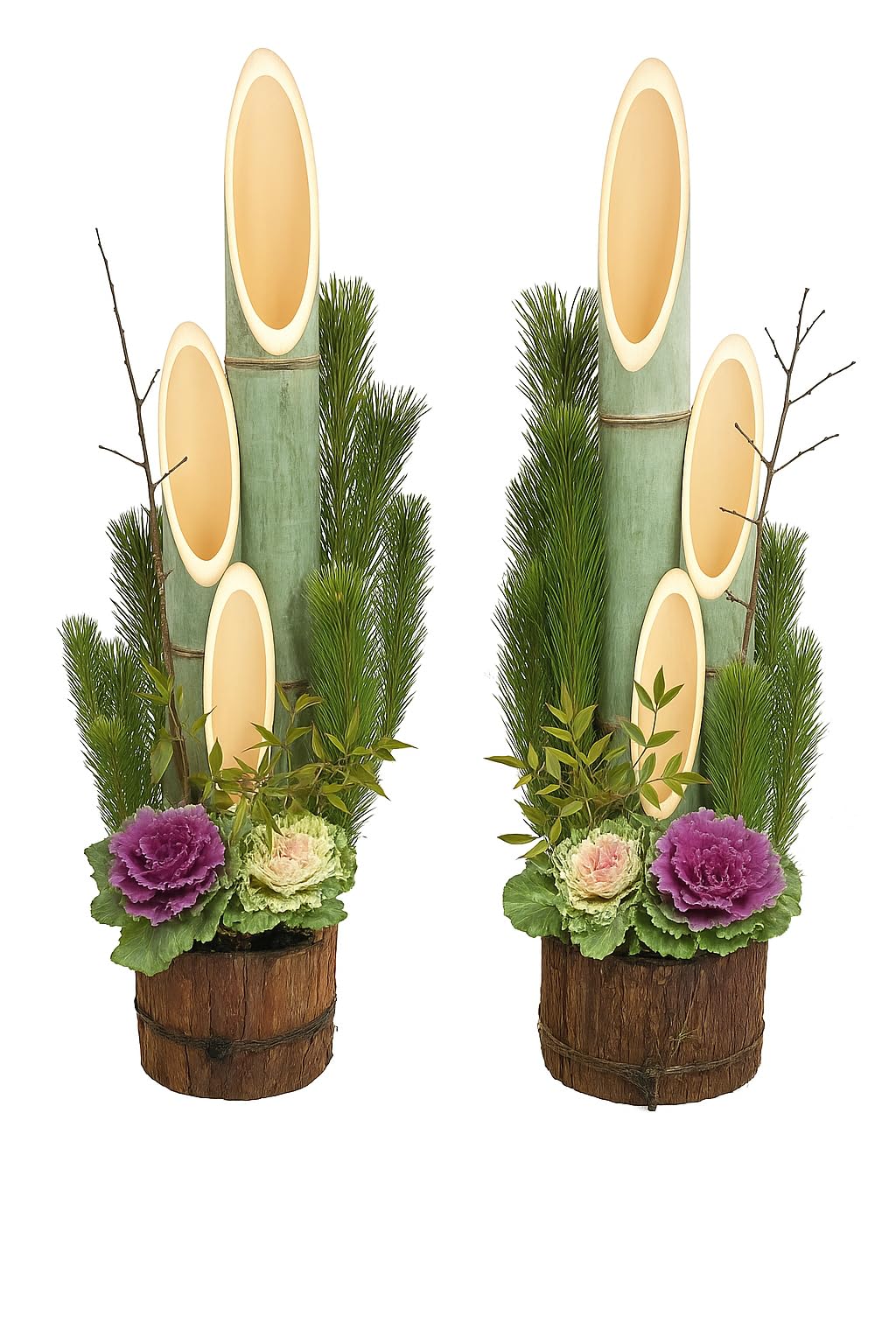 Amazon｜本格 門松 （八寸 杉皮巻き 関西風）110cm 左右1対（2個