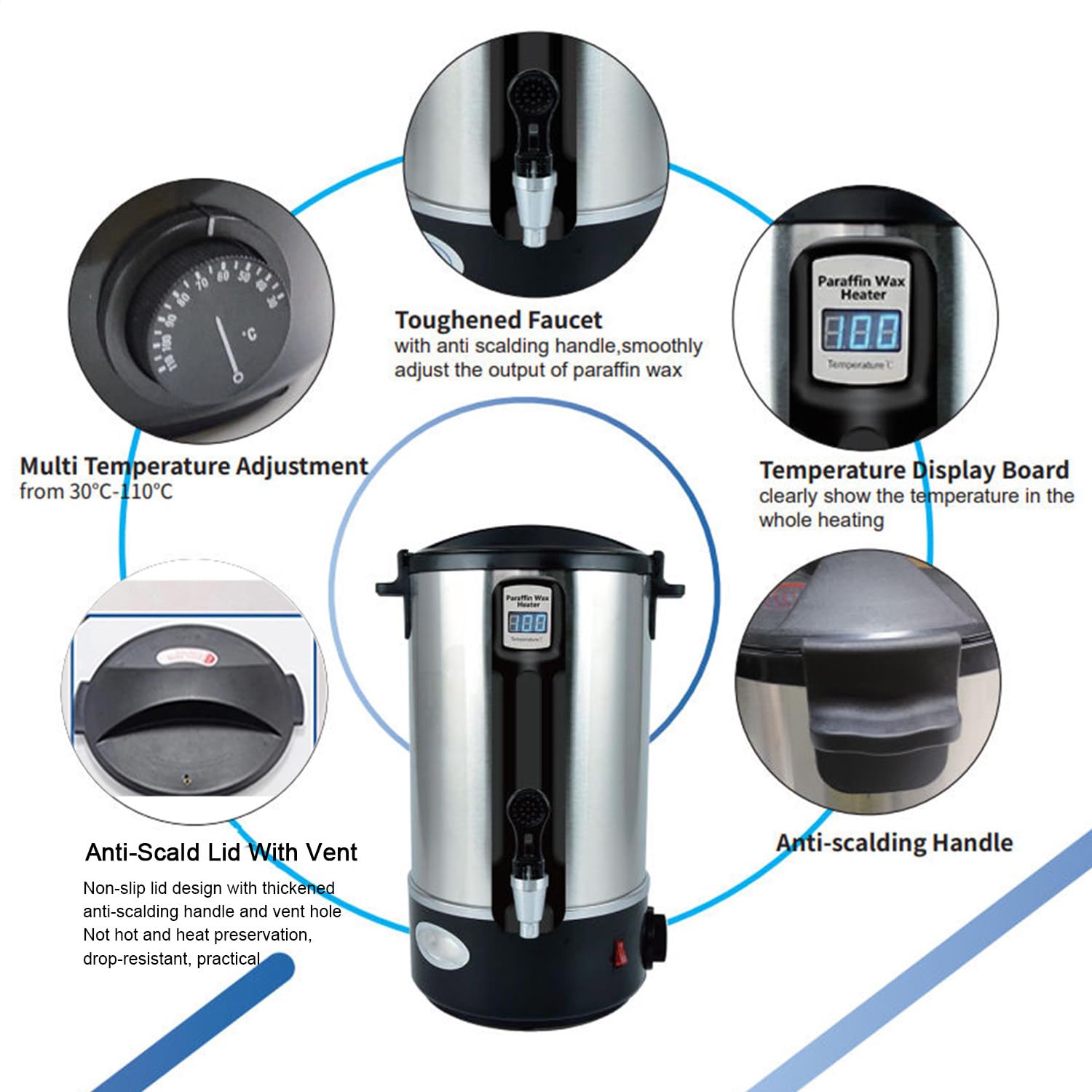 Wax Smelter Voor Kaarsen Maken - 500ml Met LED Temperatuur Display Voor Sojawax Paraffine