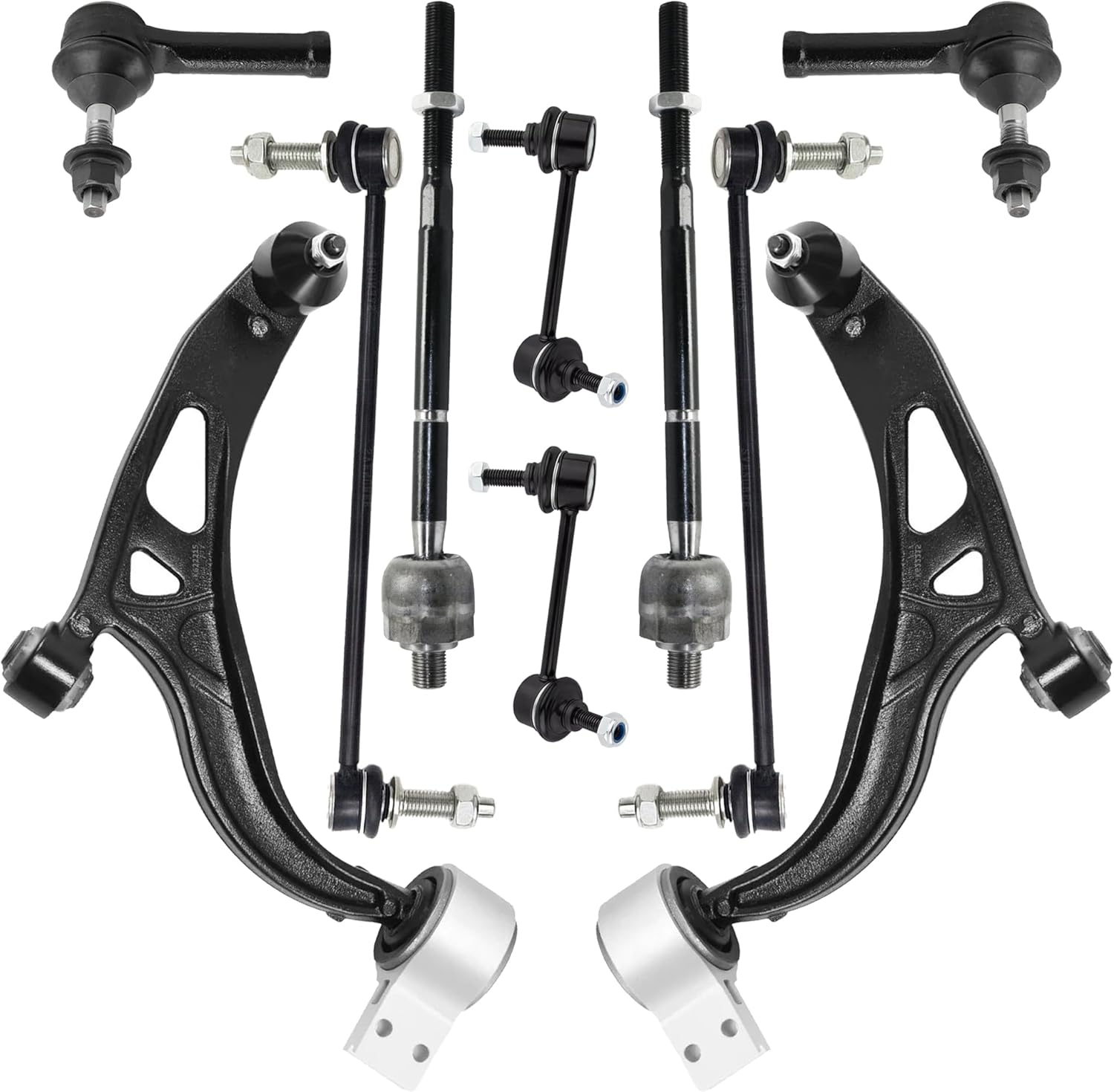 Front Lower Control Arm Compatible With 2011-2019 Ford Explorer, 2013-2019 Ford Police Interceptor Utility Suspension Control Arm Kit, Front & Rear Sway Bar Links Inner & Outer Tie Rod Ends