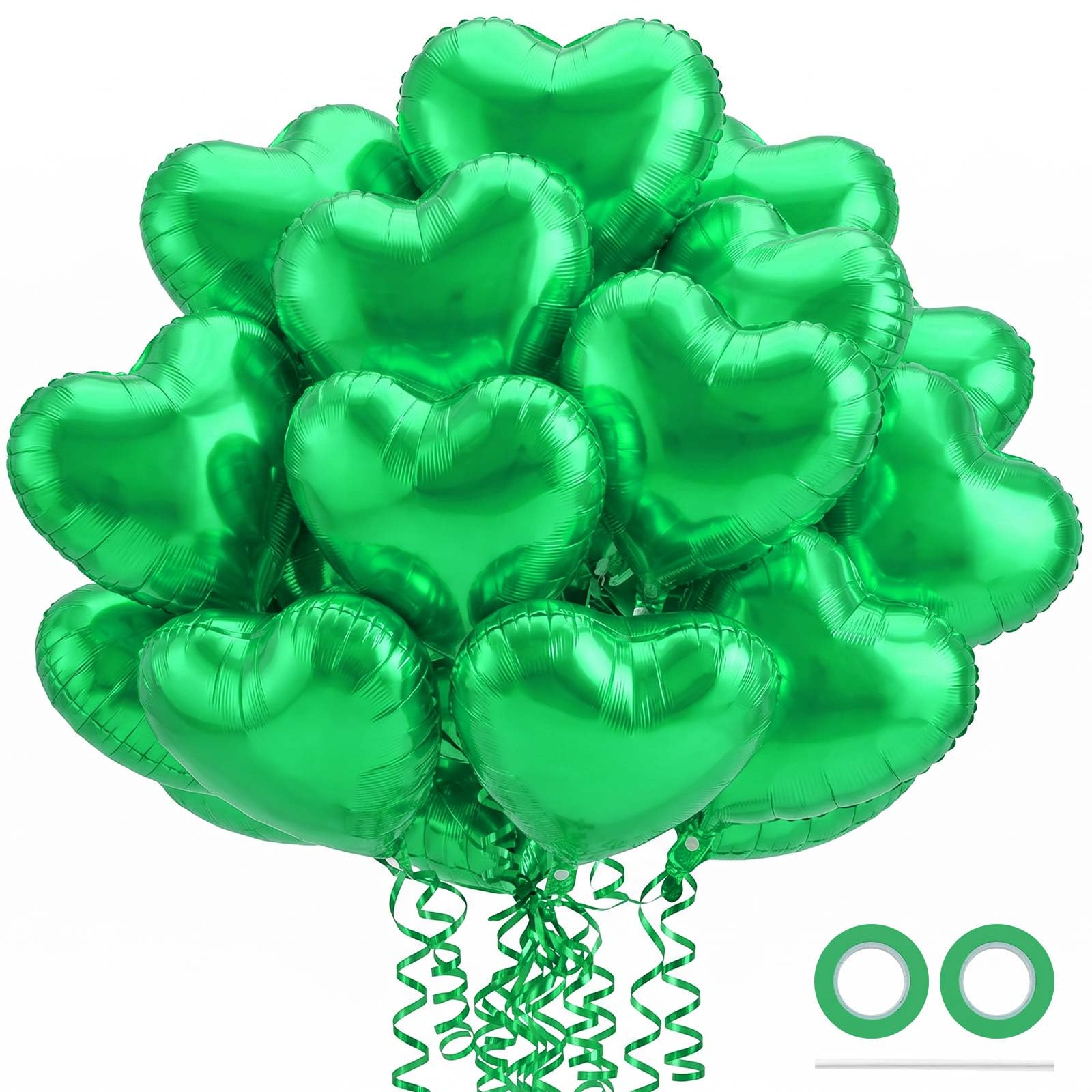 36 Pcs Green Heart Balloons,18 Inch Heart Foil Balloons Valentine Balloon for Wedding Engagement Party Valentine Day Decorations