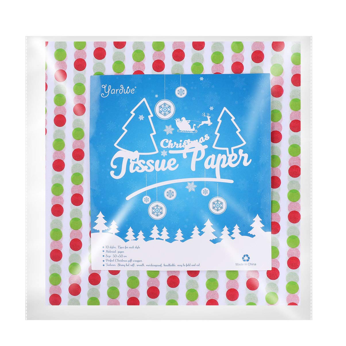 HANABASS Lot de 150 Feuilles de Papier D'emballage Présent Noël Pliable et Respirant Motifs Classiques pour Emballages de Fleurs et Décorations de Fête