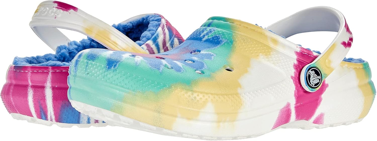 Crocs unisex child Kids' Classic Tie Dye Lined | Kids' Slippers Clog, Pastel Tie Dye, 9 Toddler US