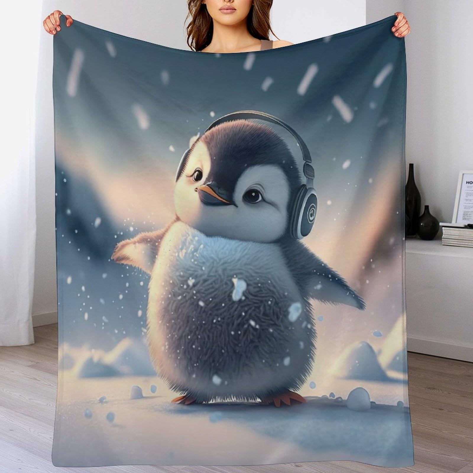 Couverture polaire pingouin haut de gamme en flanelle pelucheuse et douce