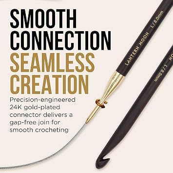 Lantern Moon Ebony Wood Afghan/Tunisian Crochet Hook | US Size N (10mm)