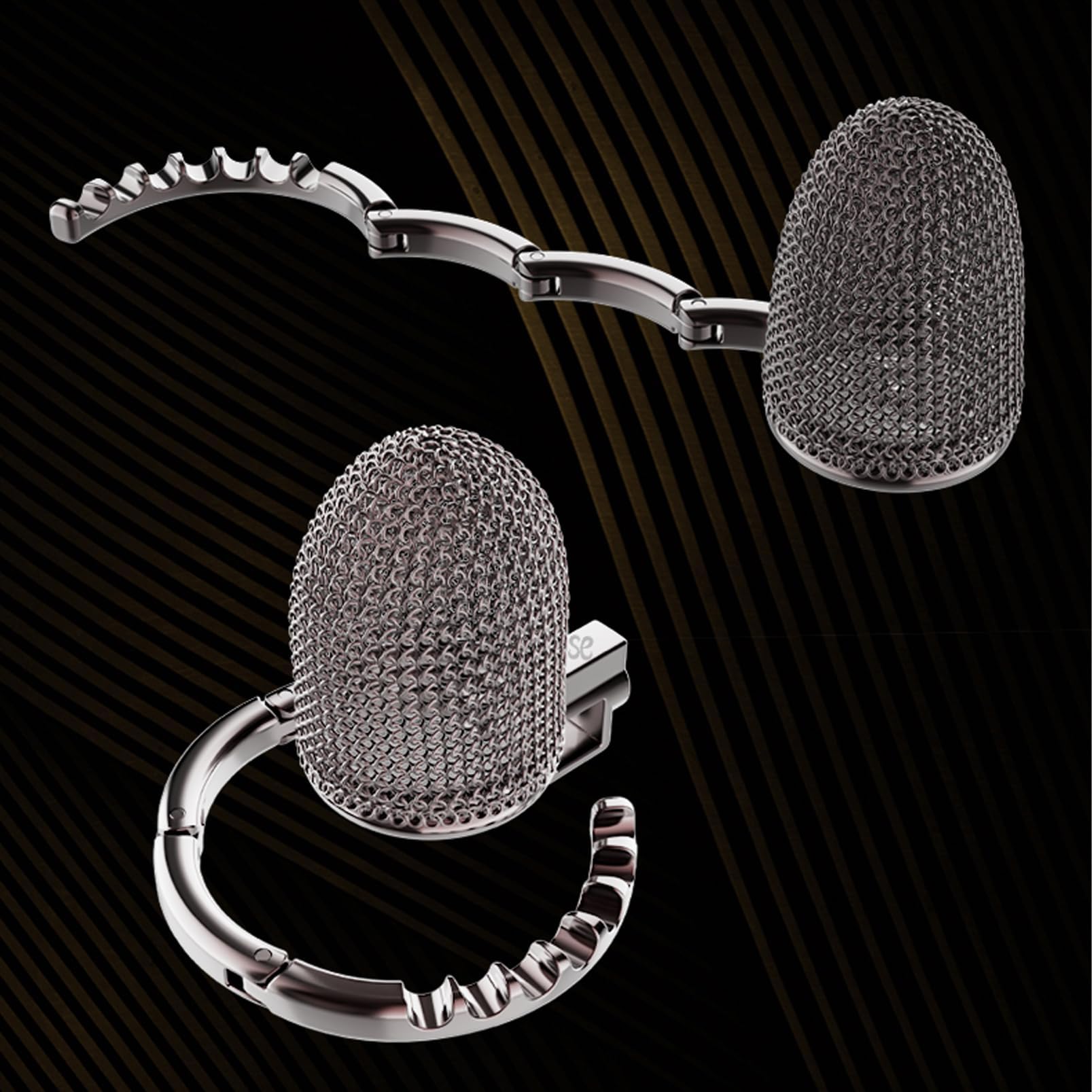 Gabbia del pene in 2 lunghezze Mesh castità gabbia uomini giocattolo del sesso con 7 dimensioni regolabili anello metallo gabbia di castità per gli uomini pene SM Bondage (Black,L)