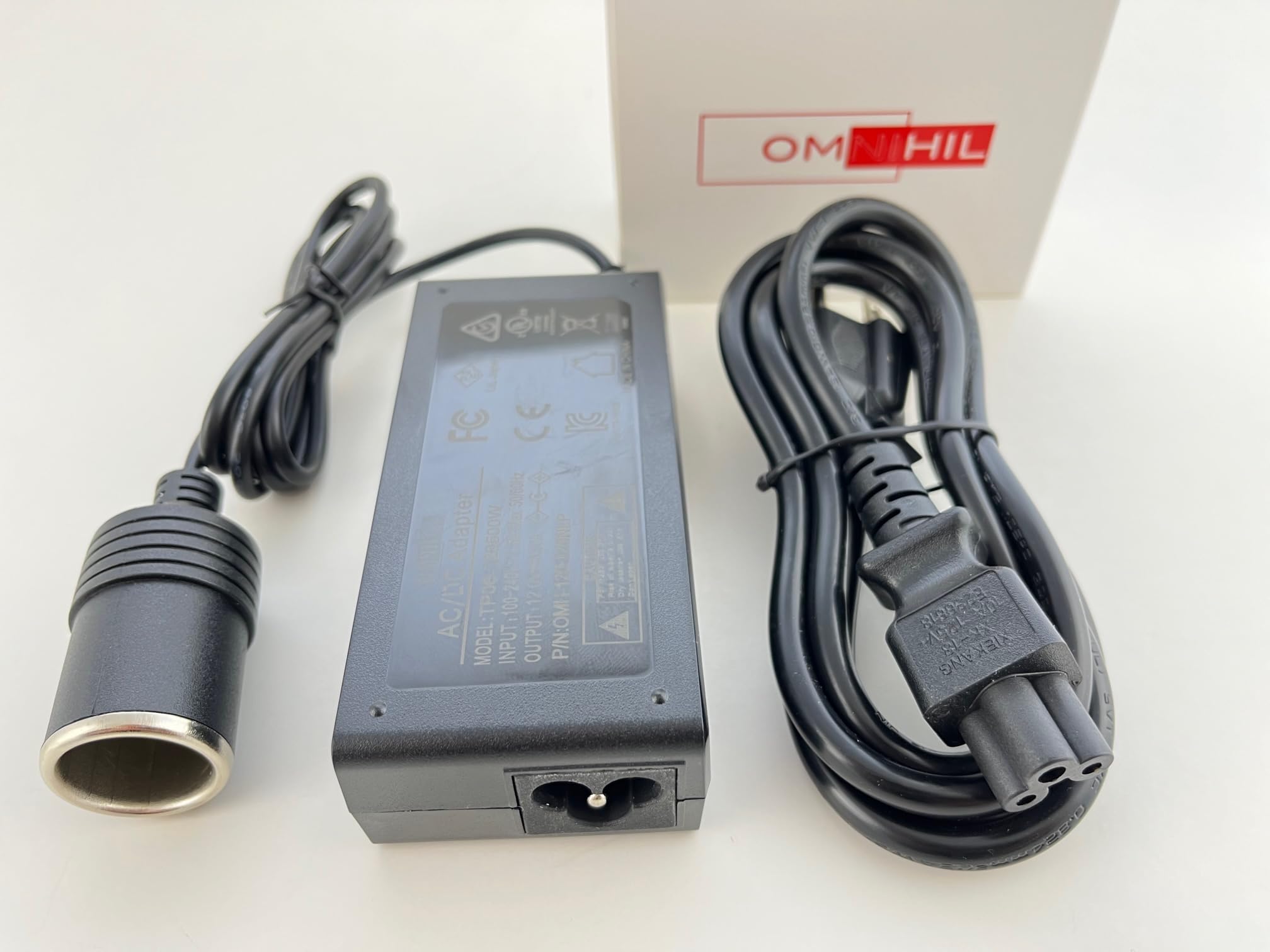 Amazon.com: [UL Listed] Omnihil 8FT AC to DC Converter 110V to 12V 5A 60W  Car Cigarette Lighter Adapter- Wall Plug Outlet Female Socket Converter