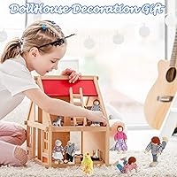 Vista 5 de Skylety 10 piezas de figuras de personas en miniatura de madera para casa de muñecas, muñecas de madera, figuras de madera para jugar, accesorios
