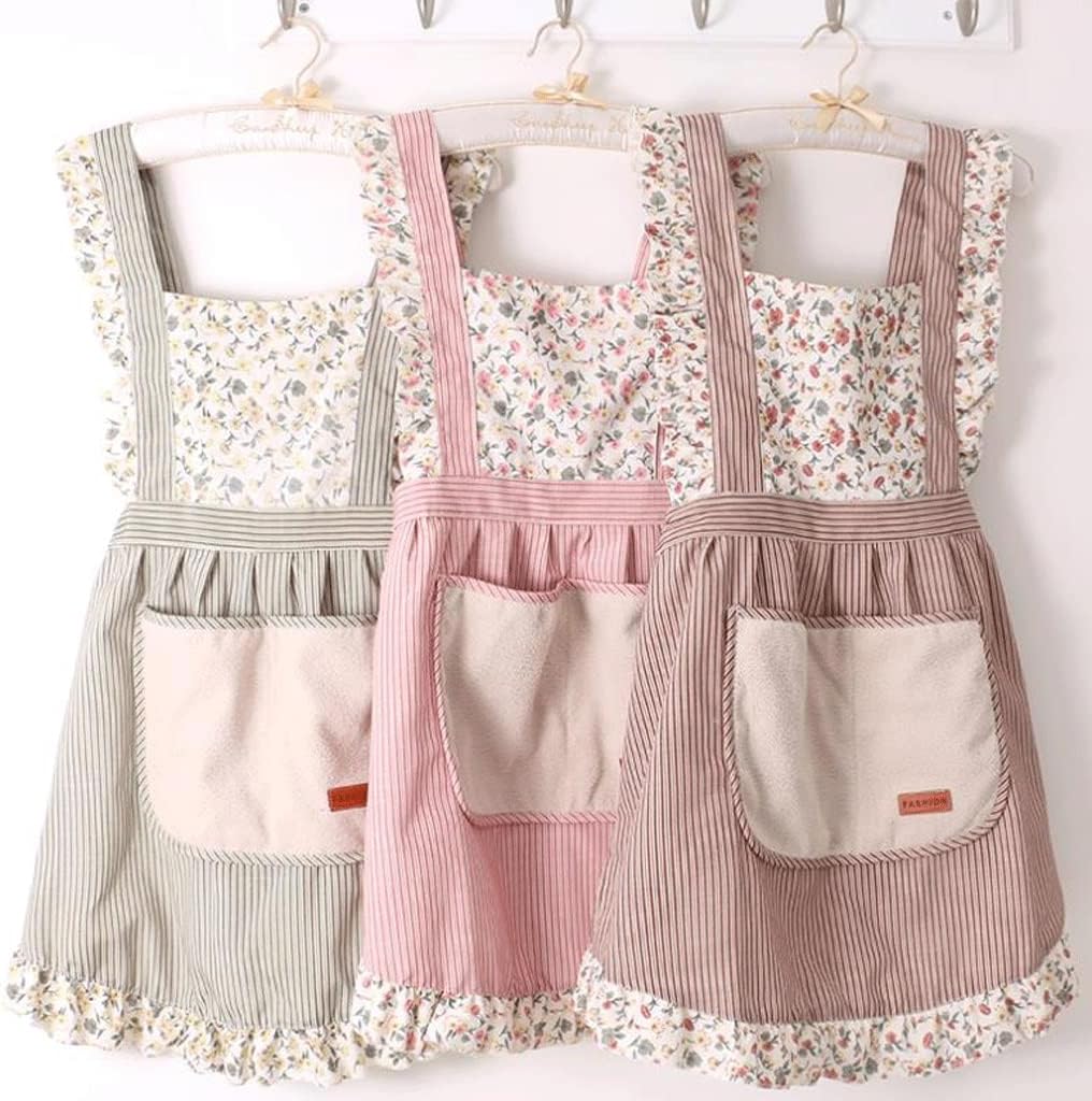 Ssdd かわいいプリンセススタイルの女性の家のキッチンネットレッド美しいエプロン韓国語版がよく見る Size Green