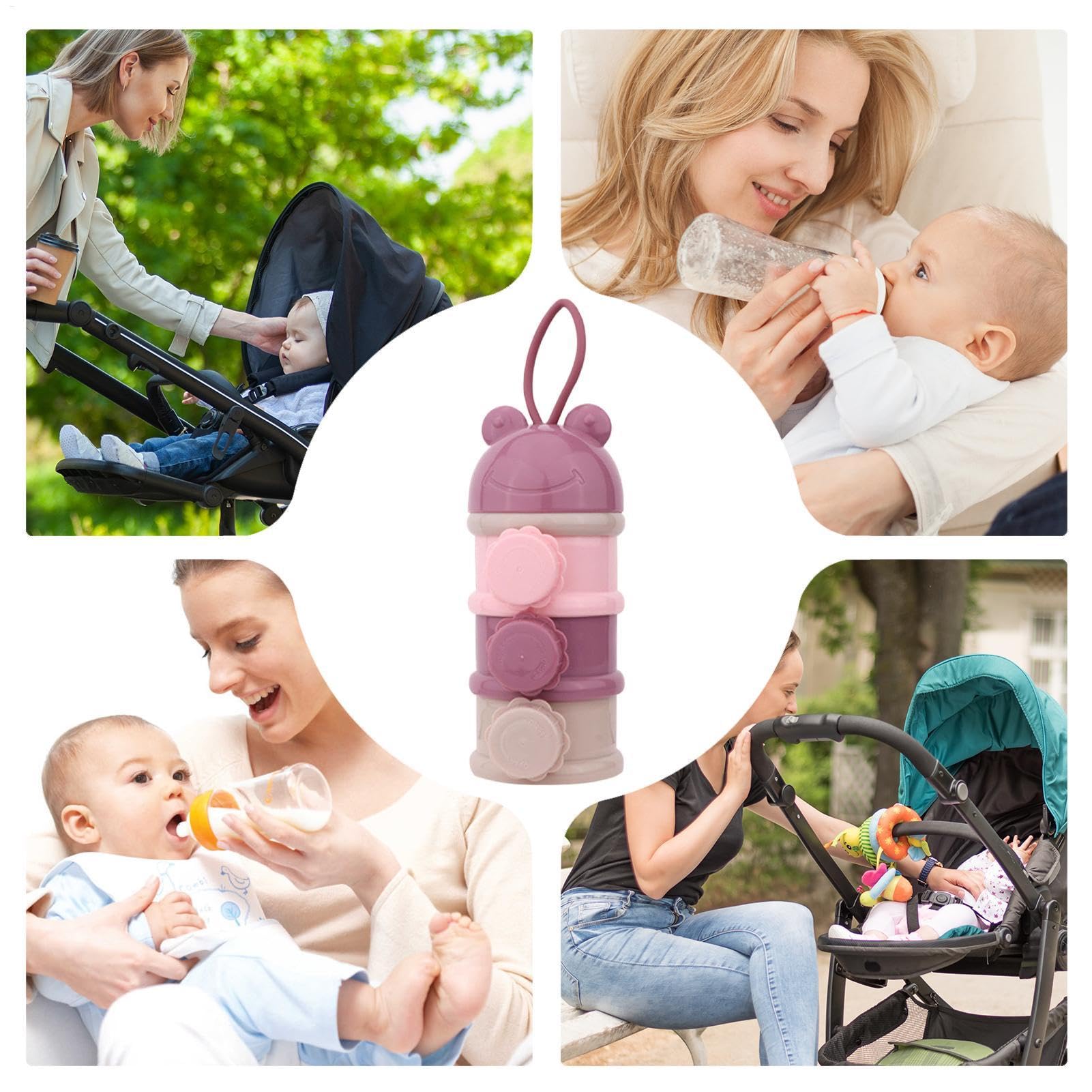 Baby Milk Powder Dispenser, Portable Formula Storage Container, Multi-Compartment Organizer, 7.2x2.91 Inches for Snacks, Fruits and Milk Material Pp Specifications Three Layers