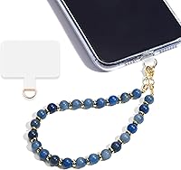 Vista 8 de Correa de muñeca para teléfono con cuentas de mármol, correa de teléfono desmontable con pestaña de sujeción, correa de muñeca manos libres Yaxaita