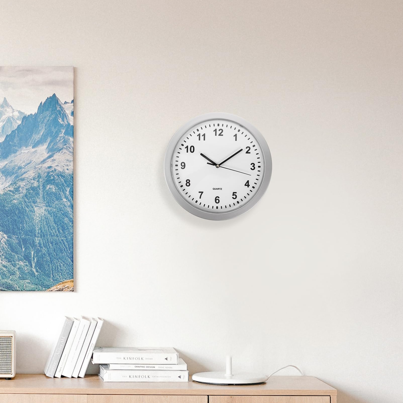 Wanduhr mit Verstecktem Safe, Schmuck Sicherheitsuhr Silber