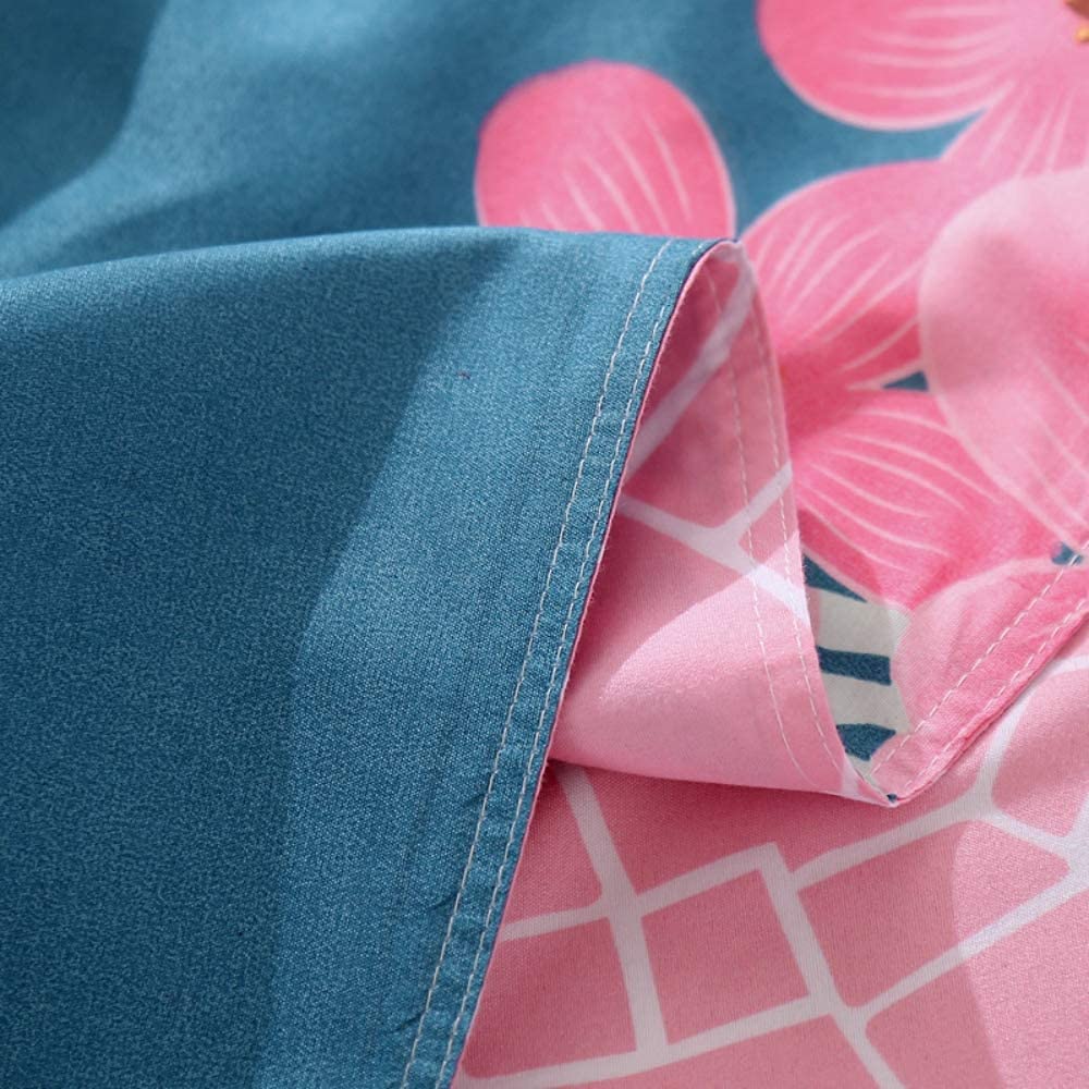 Loussiesd Copripiumino fenicottero, set di biancheria da letto con animali tropicali blu e rosa, per ragazze, bambini e donne, per camera da letto, a fiori, matrimoniale, con 2 federe per cuscino
