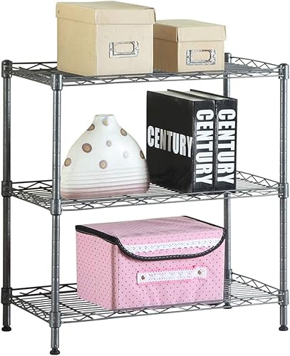 Miniatura 3 de HOMEN Estante de alambre organizador de acero de 3 niveles, estantería de almacenamiento (negro)