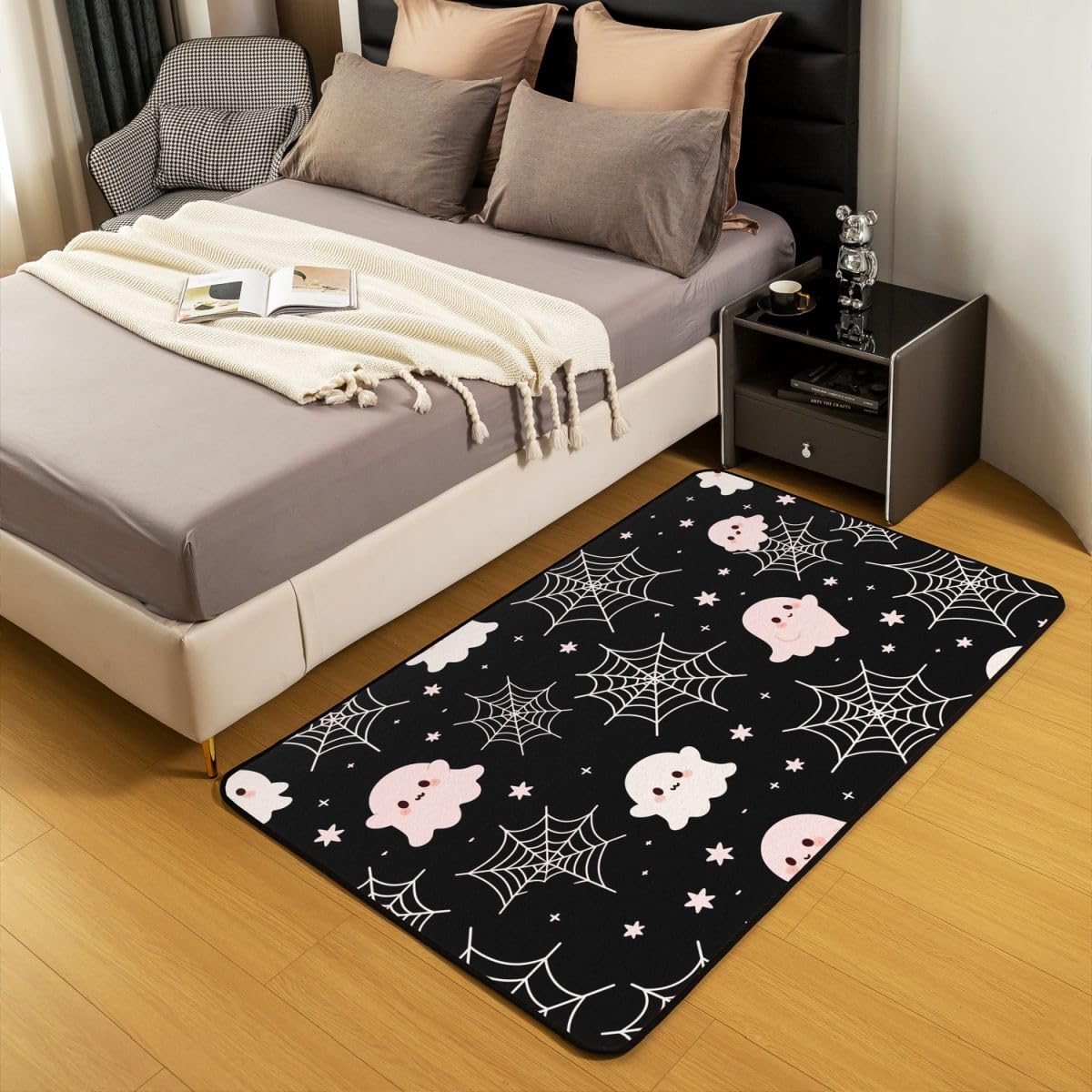 Loussiesd Alfombra gótica con diseño de telaraña, 150 x 200 cm