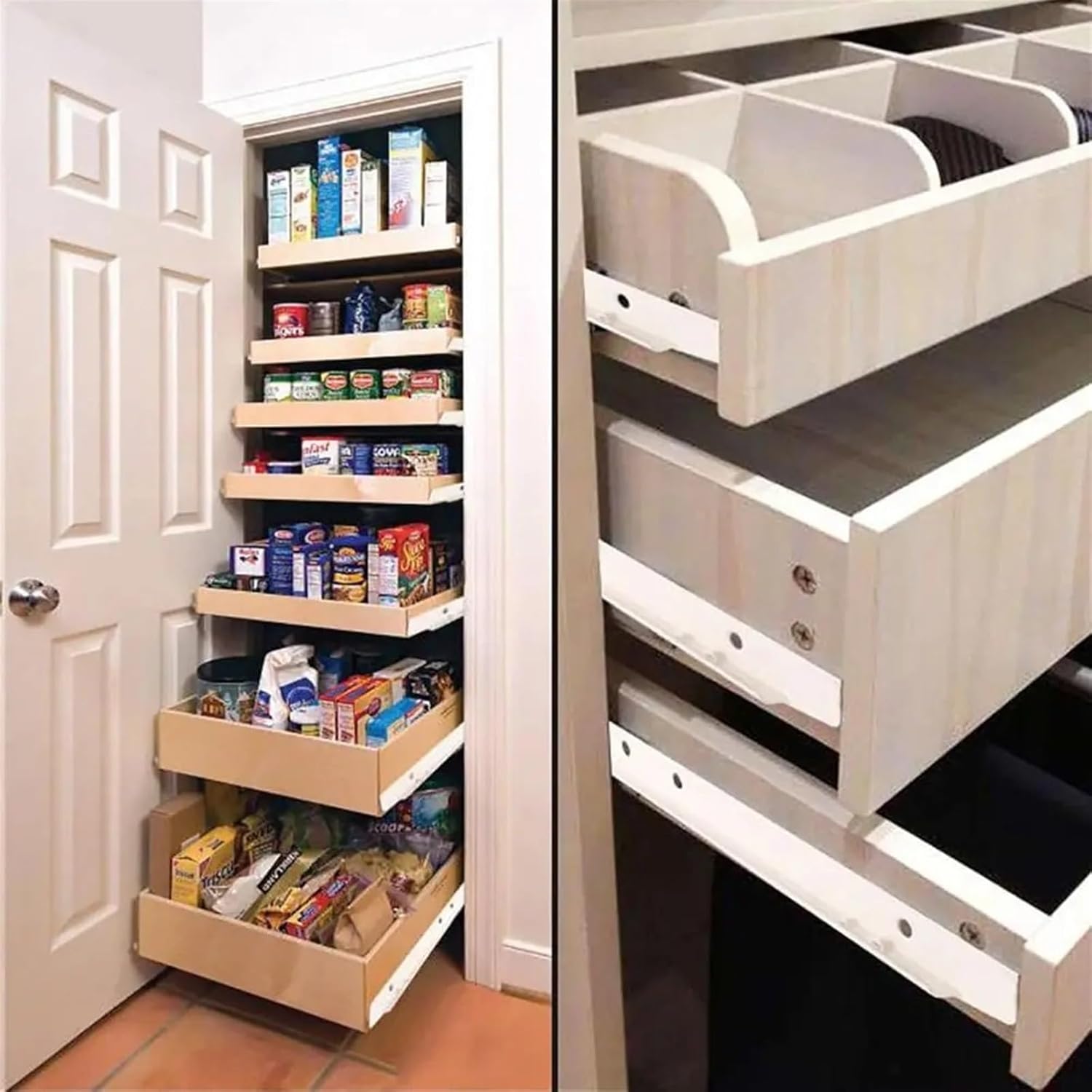 Side Mount Cabinet Runners Glides 1Pair Two Section Drawer Track Slides Chute Cabinets Keyboard Roller Cabinet Rails(16inch-40cm)