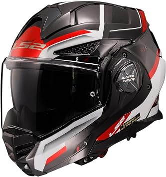 LS2 FF901 ADVANT X Motorcycle Fibreglass Modular Flip-Up ECE22.06 Certified Dual Visor Motorbike Helmet, SPECTRUM Red