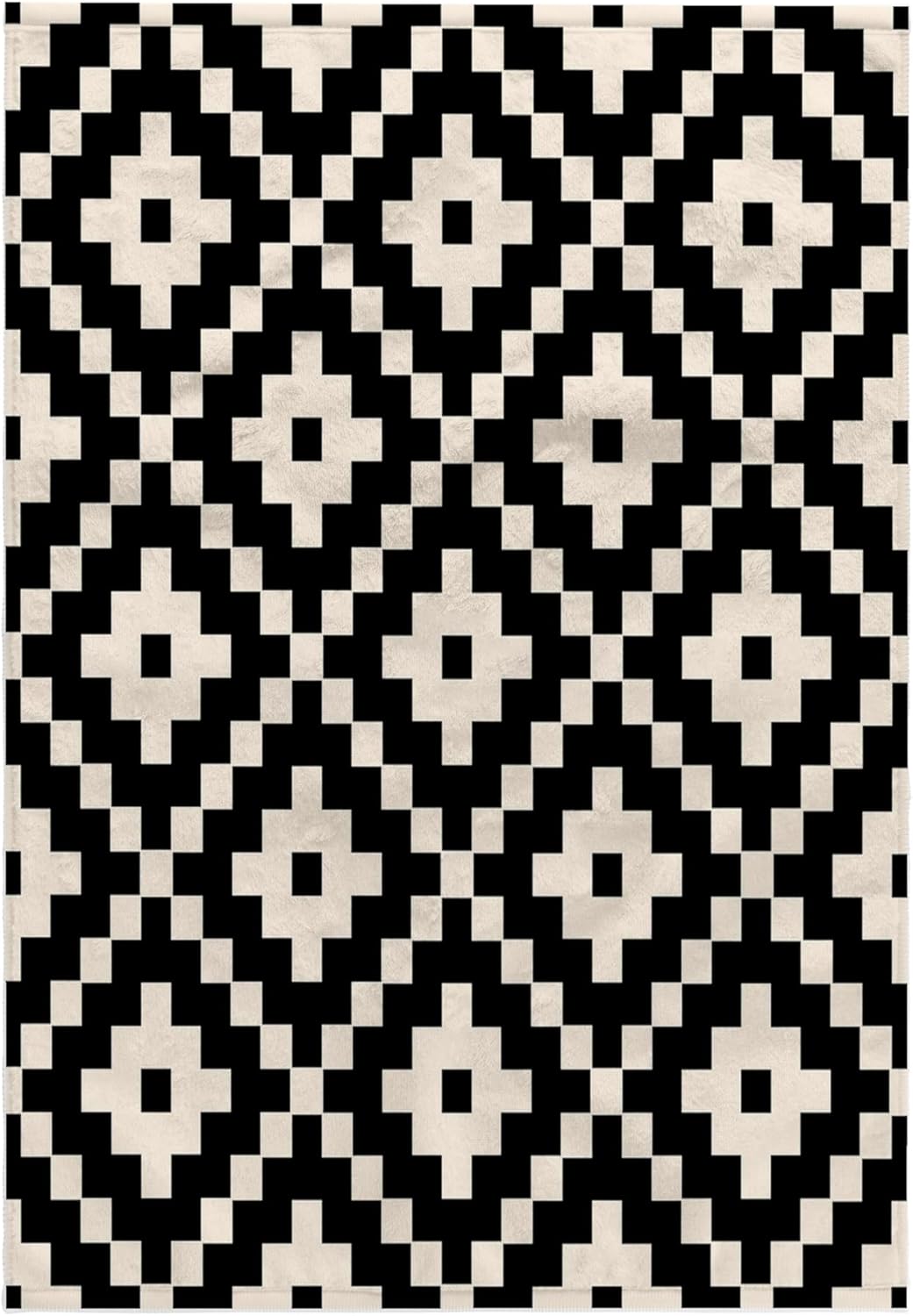 3dRose 15x22 Hand Towel, Aztec block pattern in black and cream color