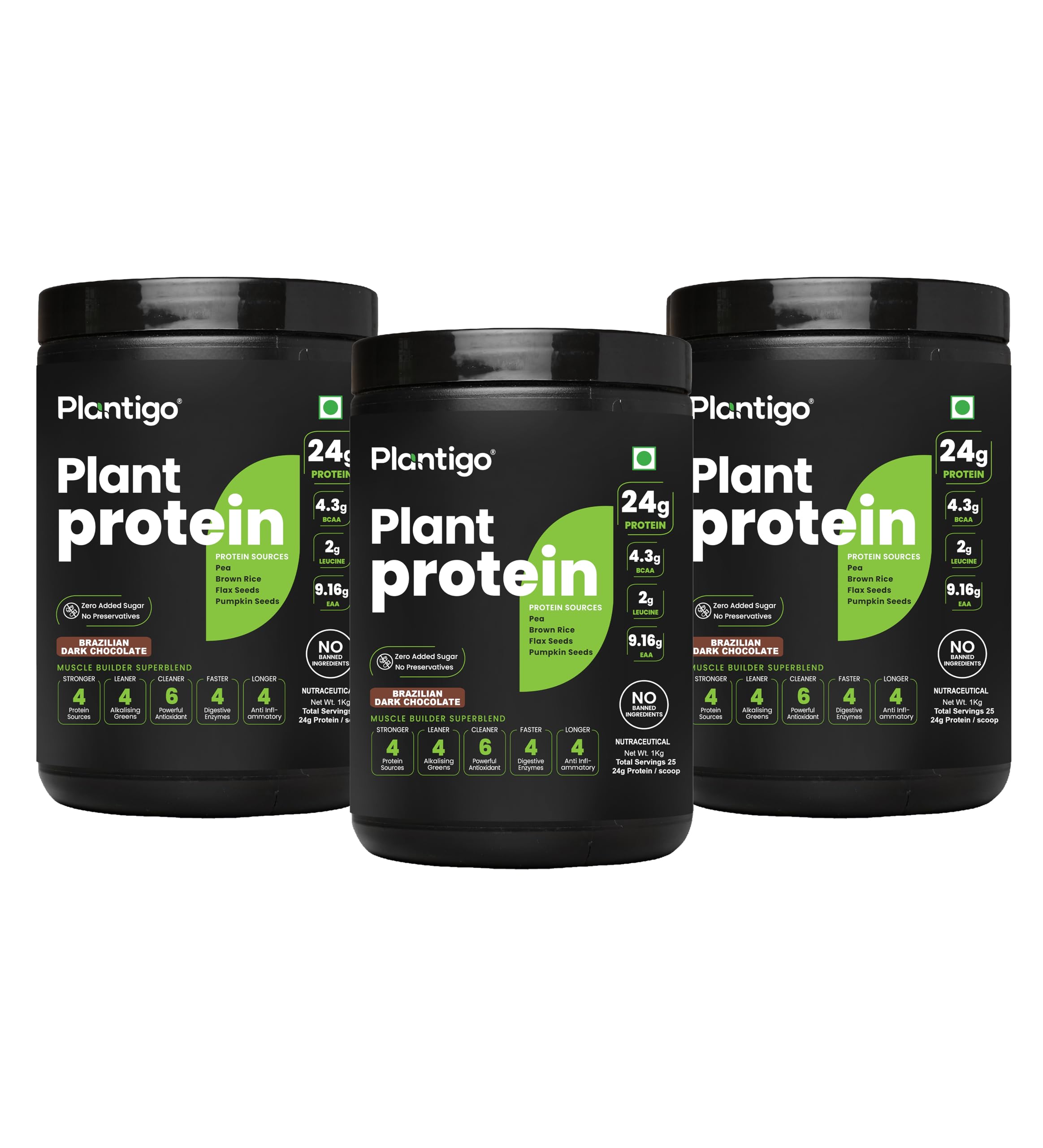 Plantigo Clean Plant Protein Powder | No Preservatives, No Banned Substances |Super Protein Blend- Pea, Brown Rice, Flax, Pumpkin 21SuperFoods Vegan Protein For Men, Women (Brazilian Chocolate - 1 Kg) — Amazon image 10