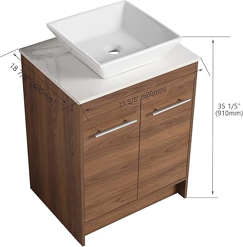 Miniatura 9 de Malwee Vanidad de baño independiente de 36 pulgadas con fregadero, tocador de baño de pie de 36 pulgadas, tocador moderno con 3 puertas y lavabo de