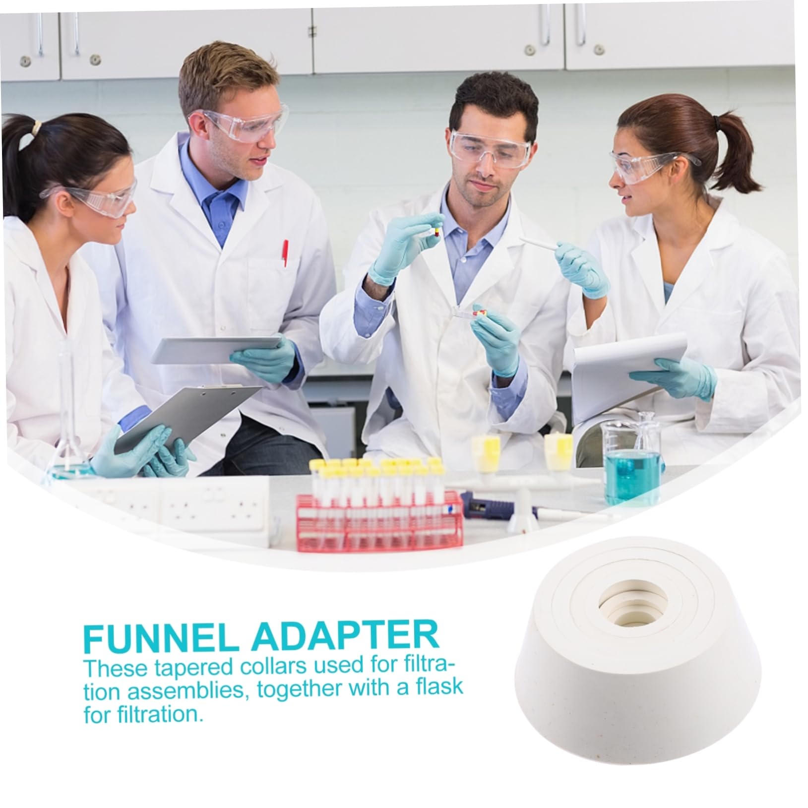 TOPPERFUN 1 Set Rubber Filter Mat Funnel Flask Gaskets Funnel Filter Cone Funnel Flask Adapter Buchner Funnel Collar Funnel Tapered Collar Funnel Filter Gaskets Cover Cloth Glass White