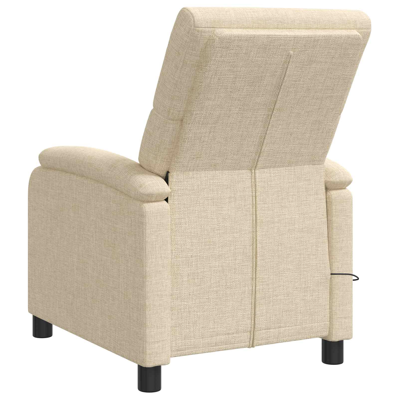 Poltrona relax in tessuto crema, regolabile 115-160 gradi, metallo e legno
