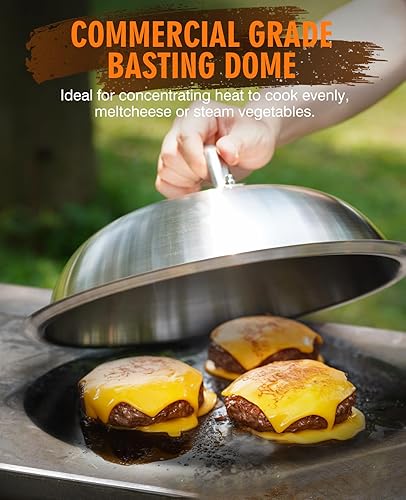 Miniatura 4 de HOMENOTE Accesorios de plancha para Blackstone, cúpula de fusión resistente de grado comercial de 12 pulgadas con espátulas de gran tamaño, prensa