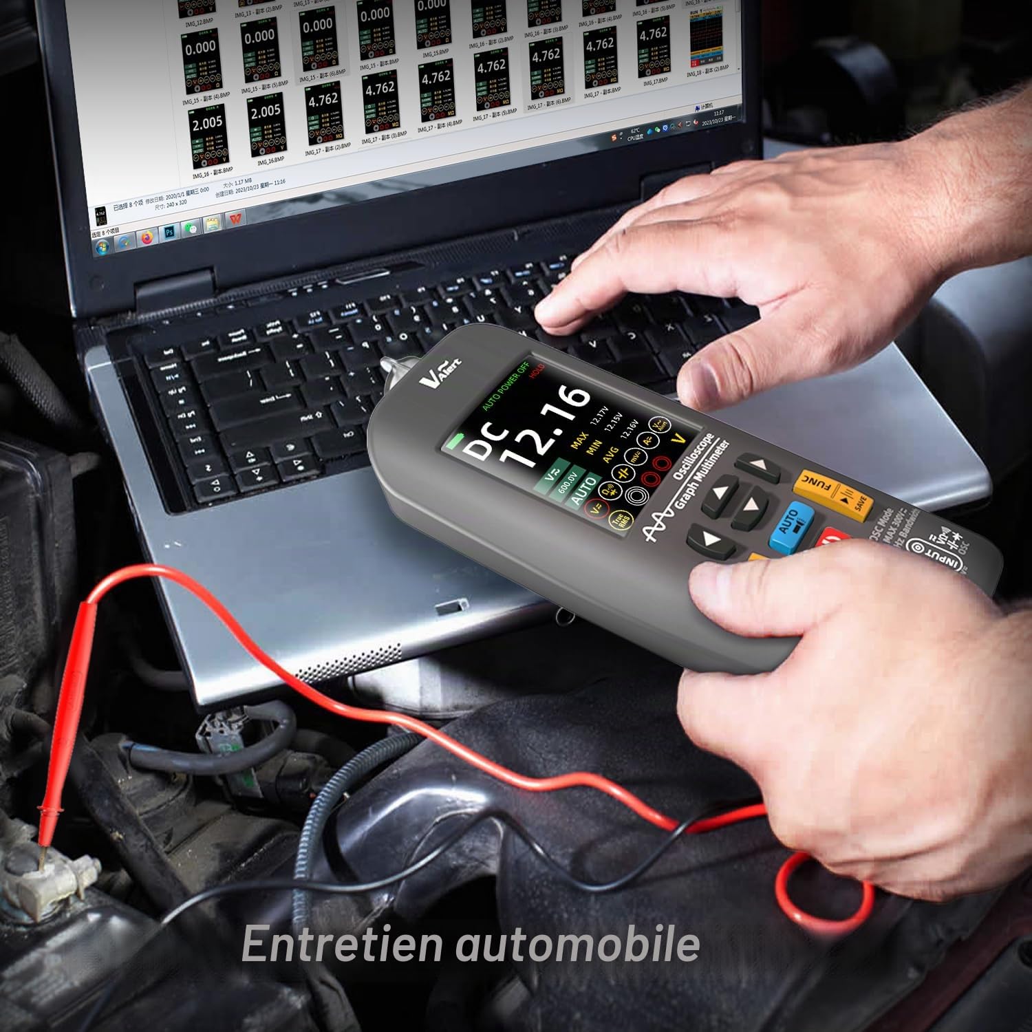 BSIDE O1 Multimètre Numérique TRMS à Oscilloscope Portable Détecteur de Tension 3 en 1 Écran Couleur 10Mhz Transfert de Données Mini Oscilloscope Rechargeable pour Audio DIY Automobile Électronique