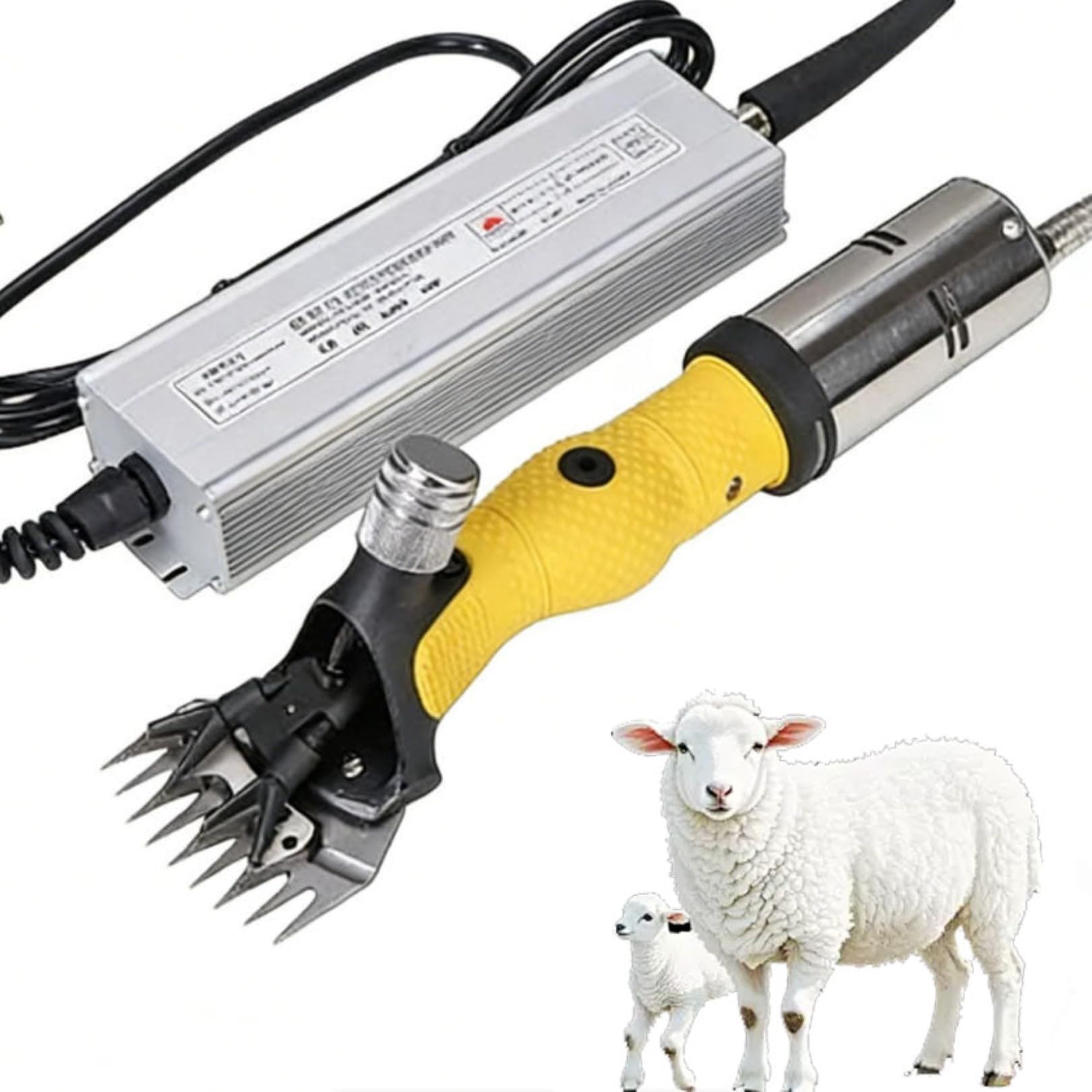 Máquina Eléctrica Para Esquilar Ovejas y Cabras – Cortadora de Lana con Cuchilla de 9 Dientes, Corte Rápido, Mango Ergonómico Para Ovejas, Cabras, Alpacas, Camellos yellow