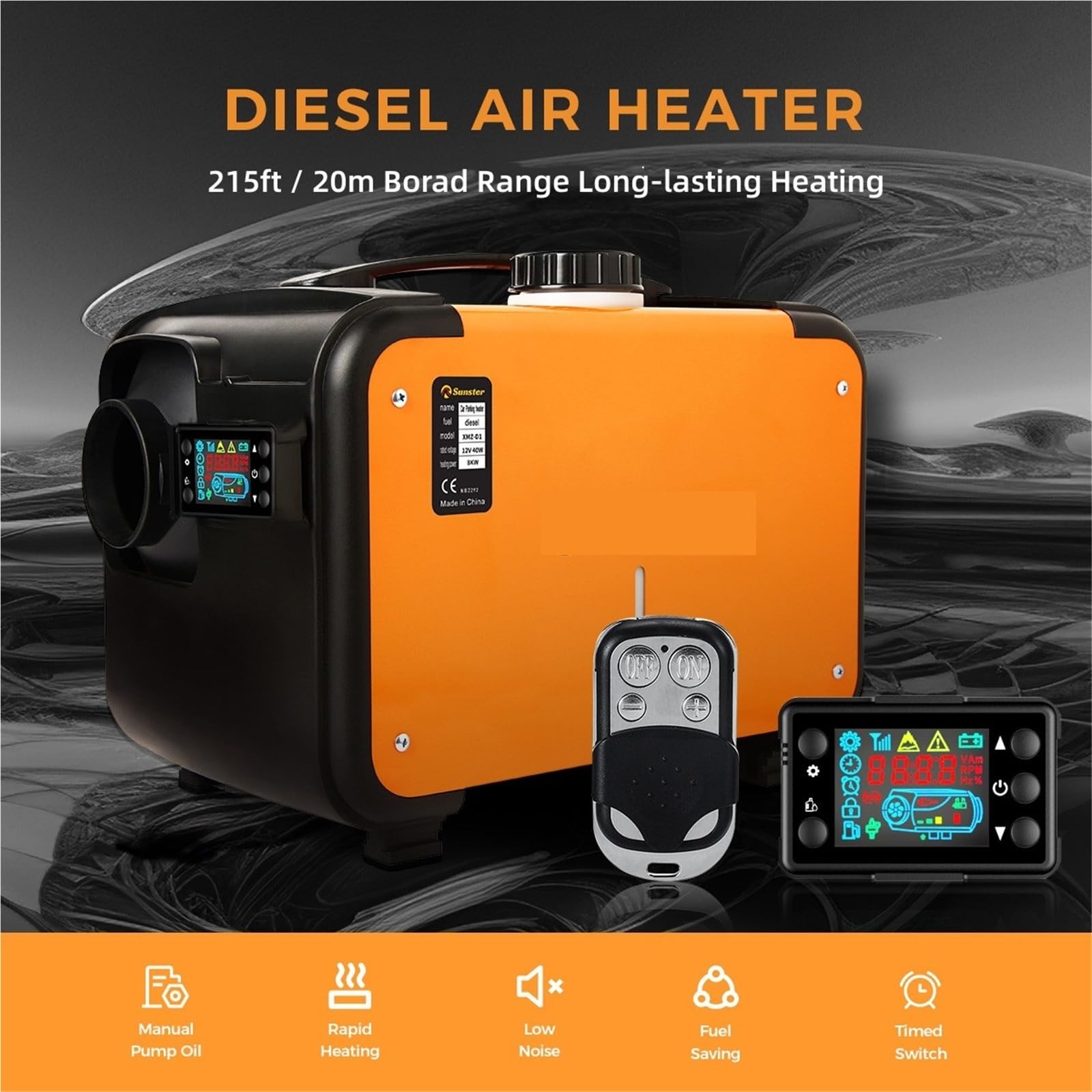 Kit riscaldatore per parcheggio 8KW 12V e 24V Riscaldatore ad aria diesel portatile tutto in uno con monitor LCD Riscaldatore ad aria per parcheggio auto per camper, tende, camion Riscaldatore ad ar