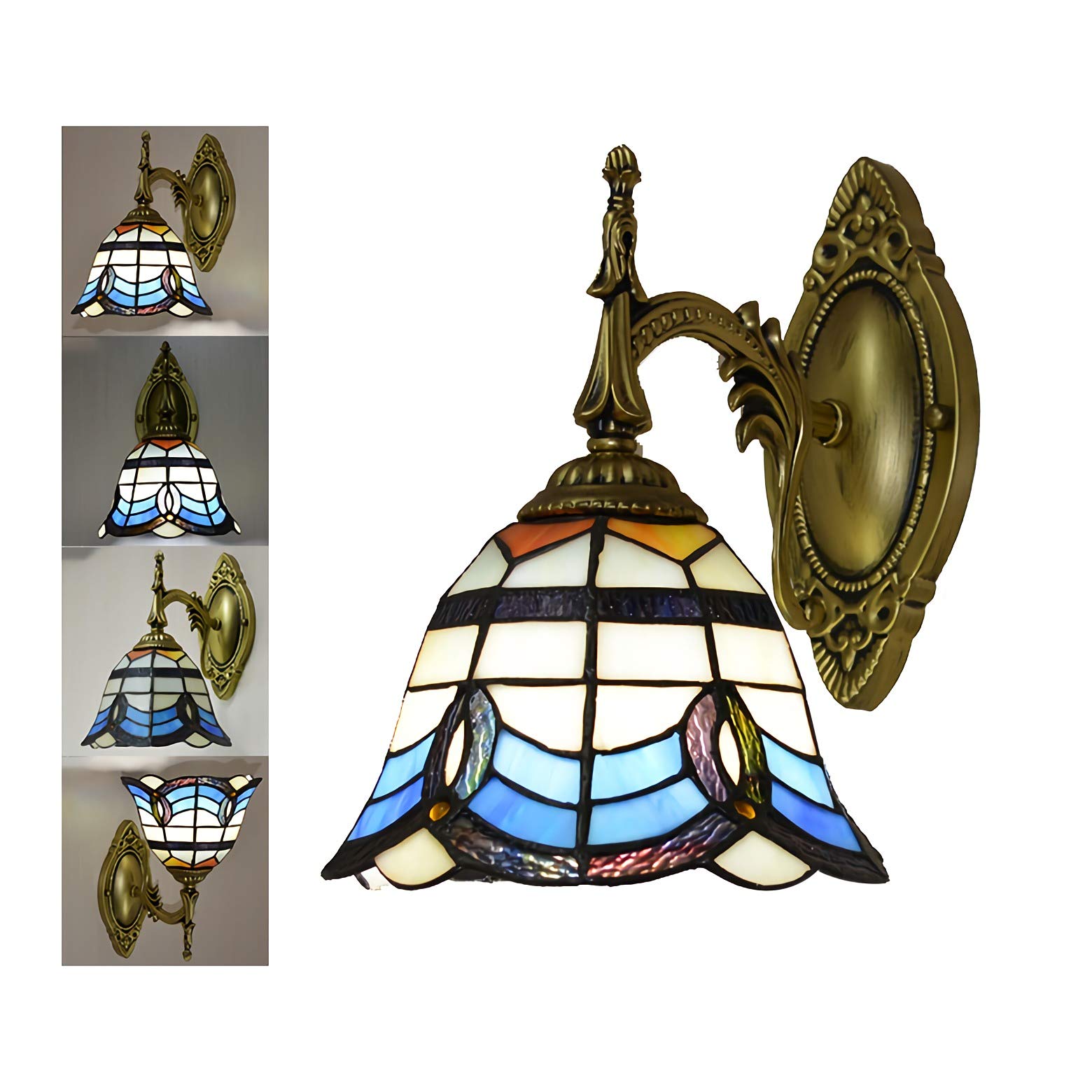 Lampy ścienne, styl ścienny i gradient, 1-światło, witrażowe szkło cień na ścianę, lampka nocna nowoczesna sypialnia salon przedpokój nocny prysznic nocny
