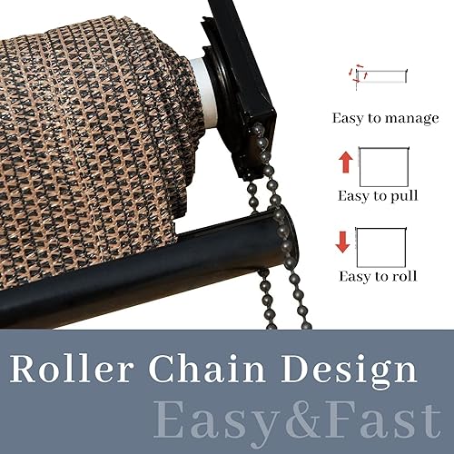 Miniatura 2 de HENG FENG Persiana enrollable para exteriores, 6 pies de ancho x 6 pies de alto, persianas enrollables para porche, glorieta, pérgola, balcón, moca