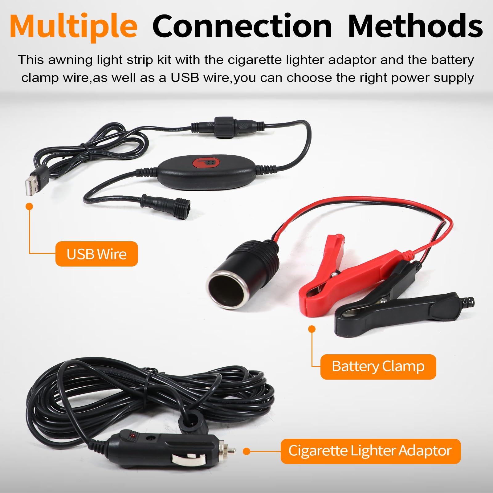 Bande lumineuse DEL 12 V pour auvent de véhicule récréatif avec 2835 puces DEL, étanche IP68 pour camping en plein air et sur terre