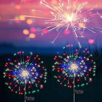 JJGoo Solar Firework Lights, 2 Pack 120 LEDs 2 Lighting Odes Solar - View #4