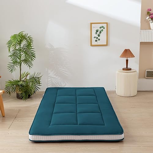 Miniatura 149 de MAXYOYO - Colchón tipo futón japonés, acolchado, para cama, extra grueso, plegable, transpirable, tumbona para el suelo, cama de invitados para Azul
