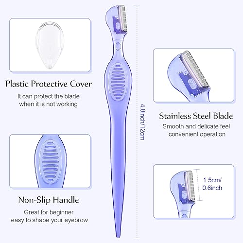 Miniatura 2 de Mudder 21 piezas de afeitadora de cejas, afeitadora facial multiusos con cubierta de precisión para mujeres, herramientas de cuidado de maquillaje