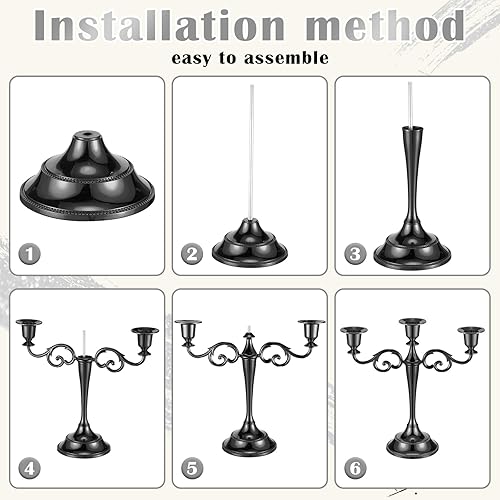 Miniatura 5 de Dandat 3 portavelas de metal para candelabros de 10.24 pulgadas de alto, portavelas gótico para el hogar, boda, iglesia, fiesta de Halloween (negro,
