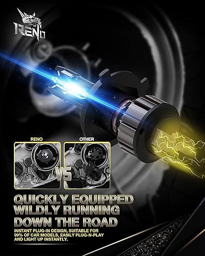 Miniatura 6 de RENO Bombillas LED H4, 9003 LED 12000LM 6500K blanco frío de doble haz H4 9003 HB2 antiniebla sin ventilador en línea Plug and Play, paquete de 2