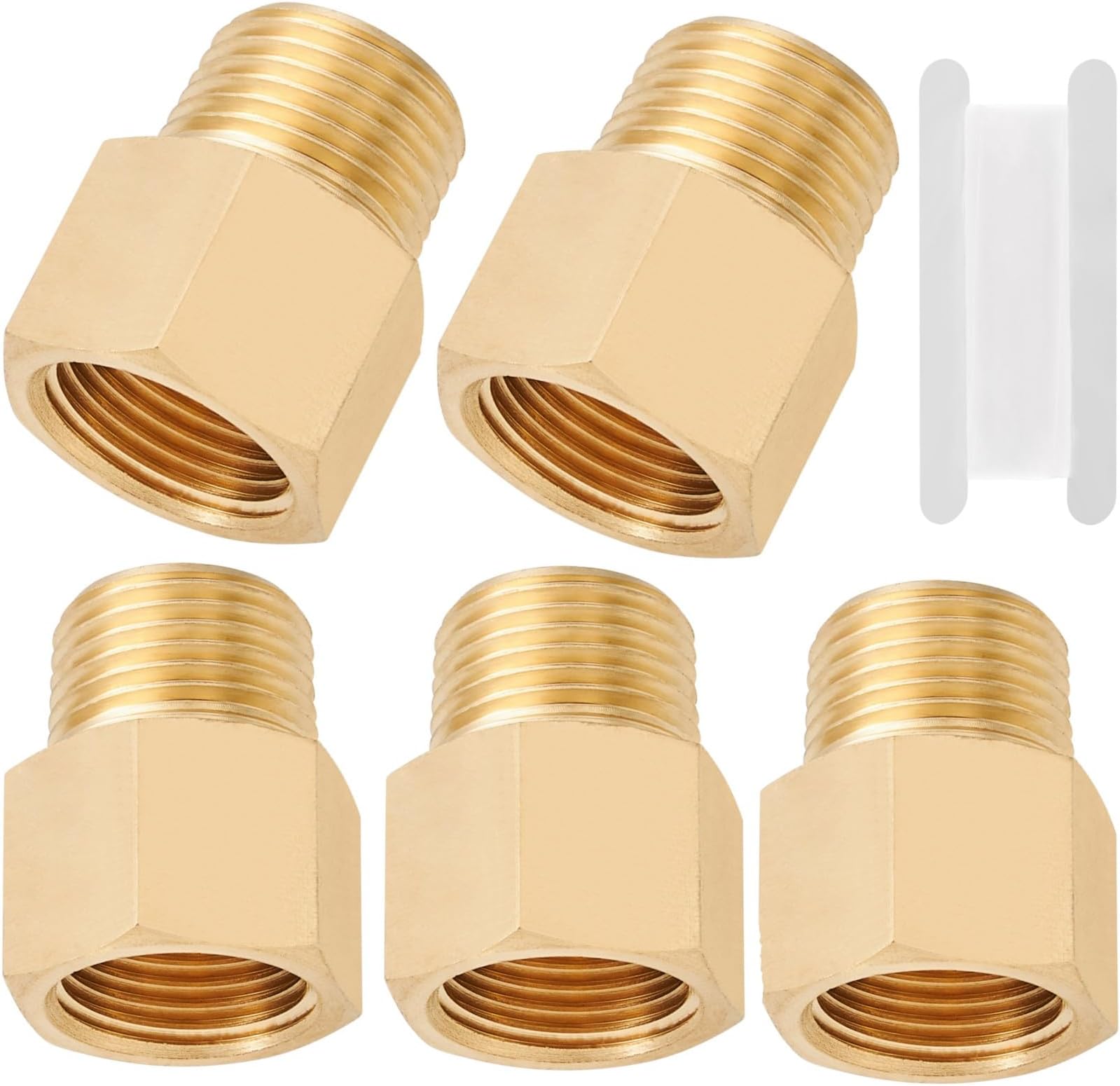 Brass Pipe Fitting,3/8 Inch NPT Male to 3/8 Inch NPT Female Brass Pipe Hose Tube Fitting 3/8'' Male NPT to 3/8'' Female NPT Reducer Adapter 5pcs (3/8 npt male x 3/8 npt female)