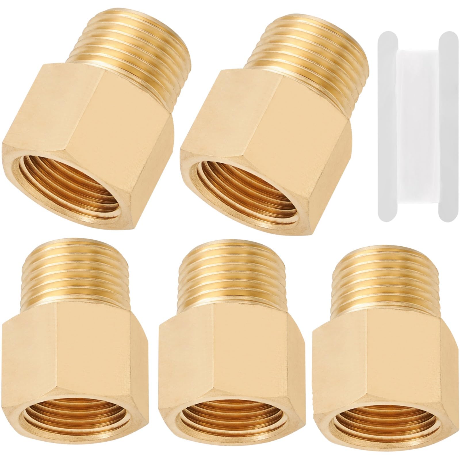 Brass Pipe Fitting,3/8 Inch NPT Male to 3/8 Inch NPT Female Brass Pipe Hose Tube Fitting 3/8'' Male NPT to 3/8'' Female NPT Reducer Adapter 5pcs (3/8 npt male x 3/8 npt female)