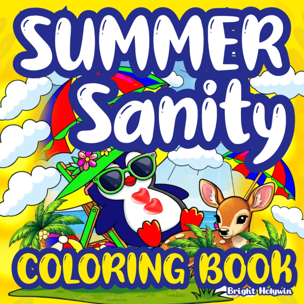 Summer Sanity Coloring Book: Cute & Cozy Relaxing Beach Scenes for Adults Stress Relief, Bold Mindfulness and Easy Cottagecore Calm | Escape Gift