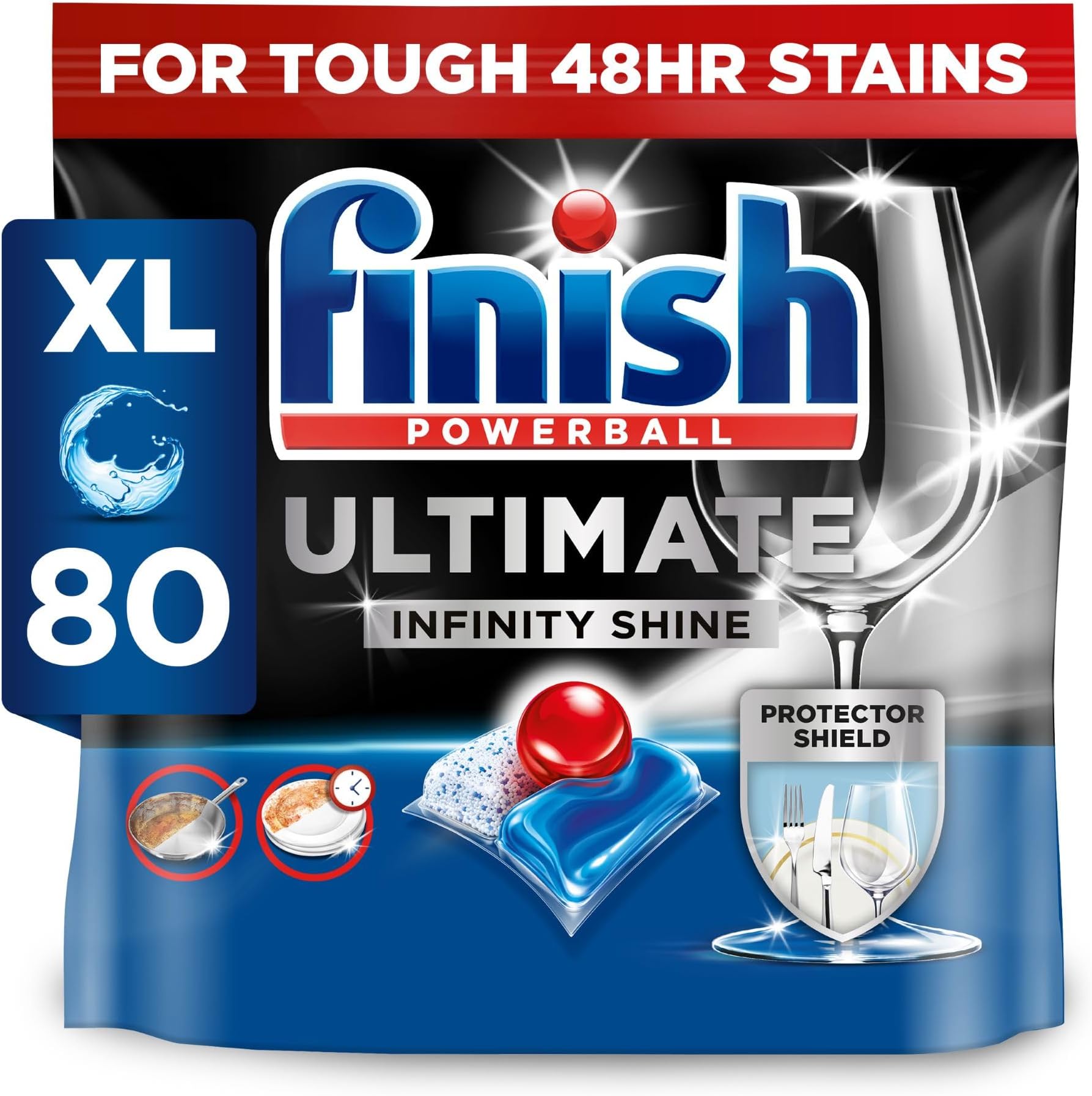 Dishwasher Tablet, Ultimate Infinity Shine, 80 Tablets, Fresh Scent, Clean & Shine Detergent Tabs, Tough on Grease Stains, Effective for Short Eco Cycle