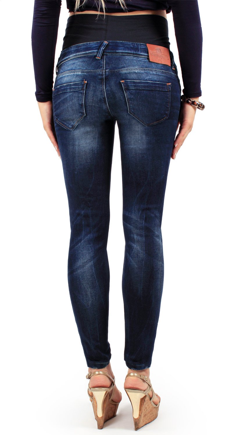 Milano - Jeans Premaman Donna Basic, Super Elasticizzato e Comodo, Pantaloni Skinny, Abbigliamento per Ogni Fase della Gravidanza
