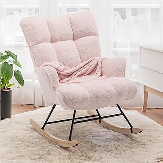 Rocking Chair Nursery Teddy Upholstered Glider Rocker Rocking Accent Cha...