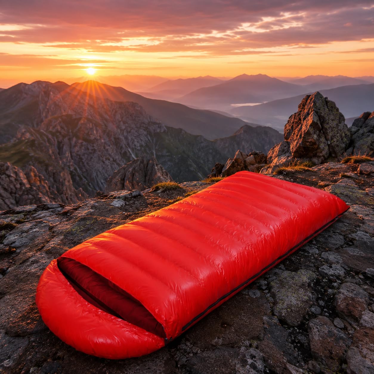 Sac Couchage Duvet Compact, Chaud Hiver -30°C, Nylon Imperméable, pour Camping, Bivouac, Montagne