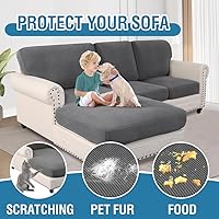 Vista 271 de H.VERSAILTEX 2025 New Sectional Couch Covers 8 Pieces Stretch Sofa Covers for Sectional Sofa Set Separate L Shaped Couch Cover for Both Left/Right