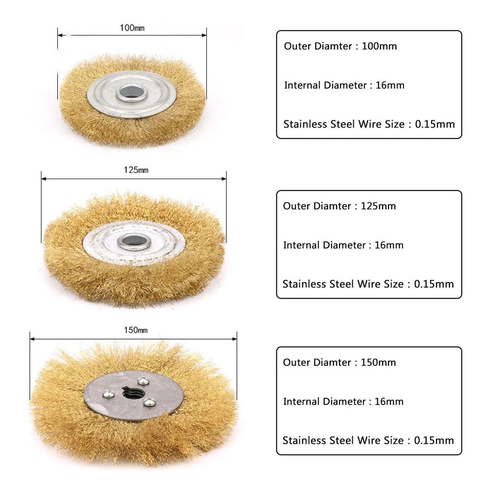 Spazzola circolare in filo d'acciaio piatto da 100-250 mm | Accessorio for smerigliatrice da banco for la sverniciatura, sbavatura e lucidatura delle superfici dei metalli(250x25mm)