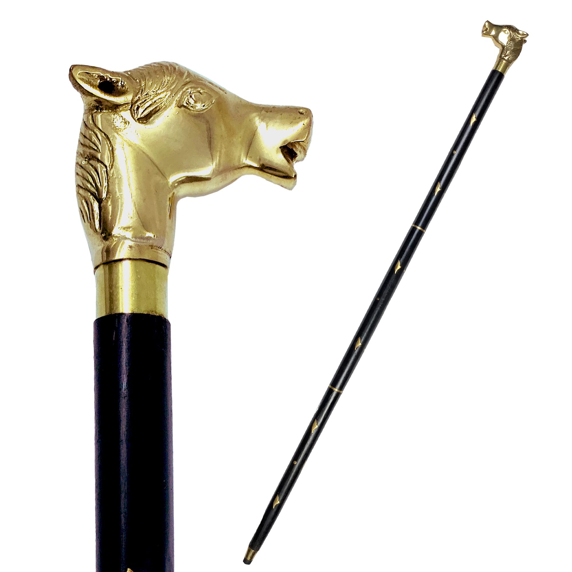 NEXTVJNHandmade Ergonomic Wooden 3 Folding Walking Cane for Men and Women - Natural Wood Walking Stick - Ideal for Men or Women - Fancy Walking Stick (Horse Handle, 36 Inch)