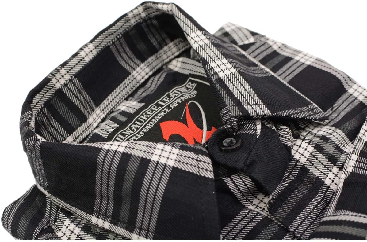 Milwaukee Leather MNG11646 Men's Flannel Plaid Shirt Black and White Long Sleeve Cotton Button Down Shirt - Image 7