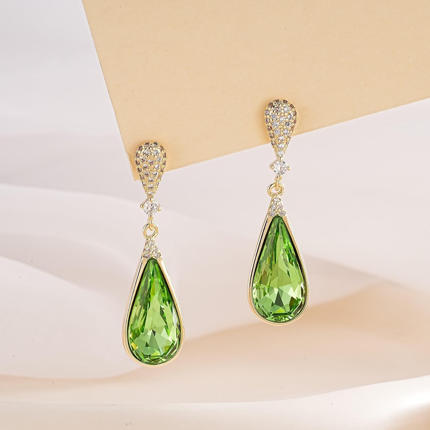 Austrian Crystal Teardrop Dangle Drop Earrings for Women 14K Gold Plated Hypoallergenic Jewelry Gift - Image 3